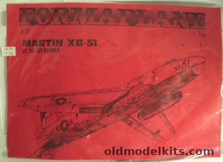 Formaplane 1/72 Martin XB-51 (B-51) Tri-Jet Bomber, E17 plastic model kit